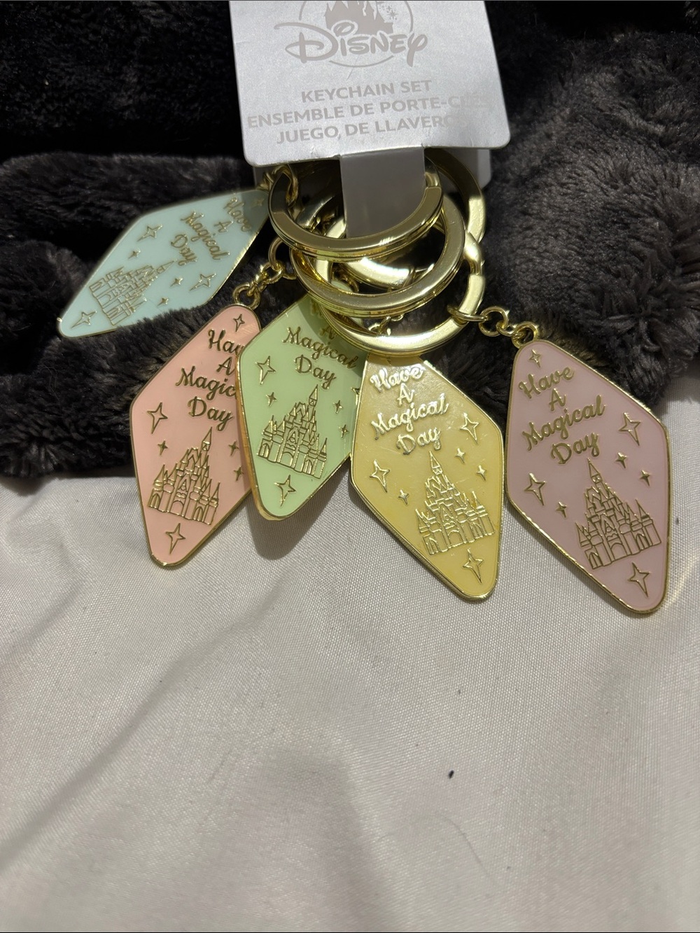 Disney Pastel Castle Keychain Set with Gold Hardware - Picture 2 of 3